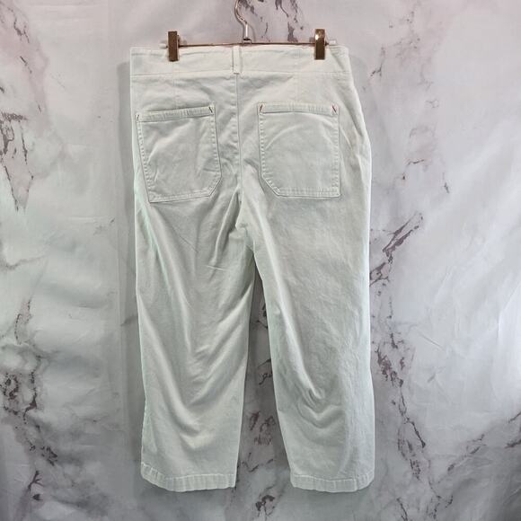 Anthropologie Pants Womens 4 White High Rise Crop Capri Trouser Stretch Maeve - Picture 1 of 13
